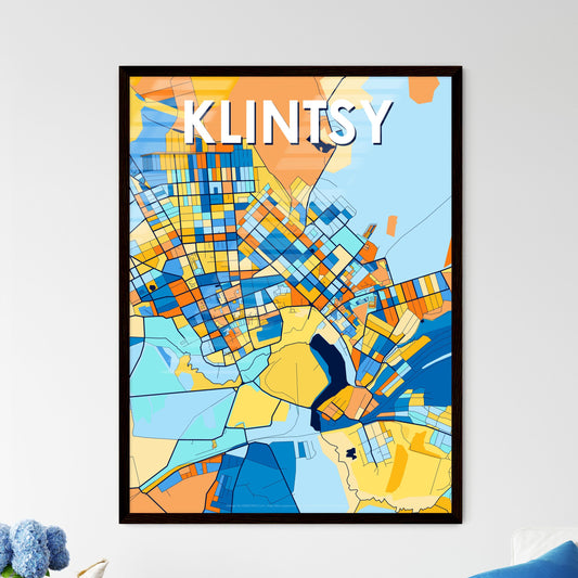 KLINTSY RUSSIA Vibrant Colorful Art Map Poster Blue Orange