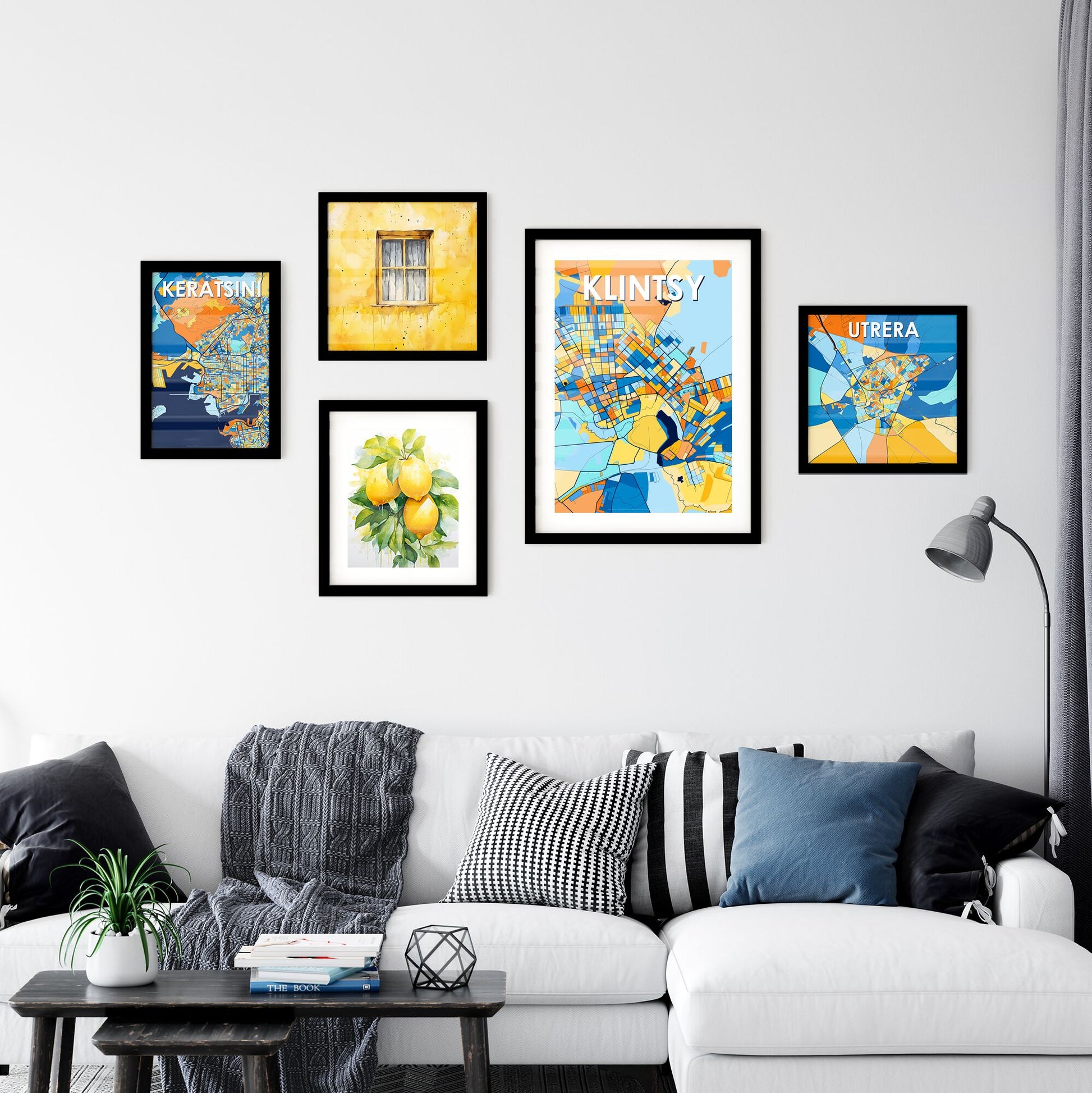 KLINTSY RUSSIA Vibrant Colorful Art Map Poster Blue Orange