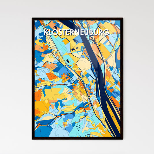 KLOSTERNEUBURG AUSTRIA Vibrant Colorful Art Map Poster Blue Orange