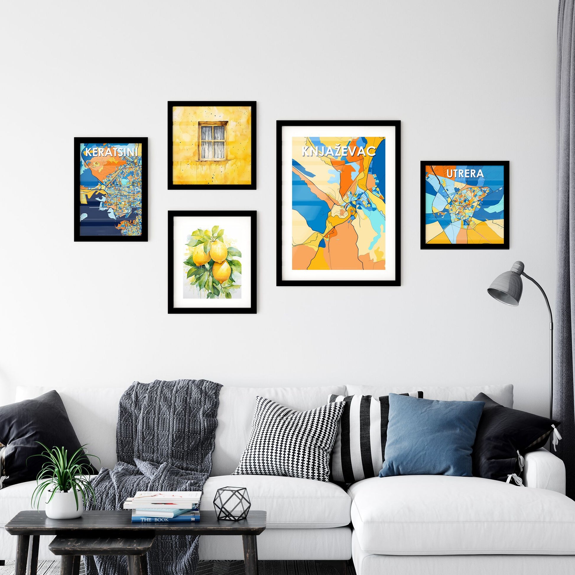 KNJAŽEVAC SERBIA Vibrant Colorful Art Map Poster Blue Orange