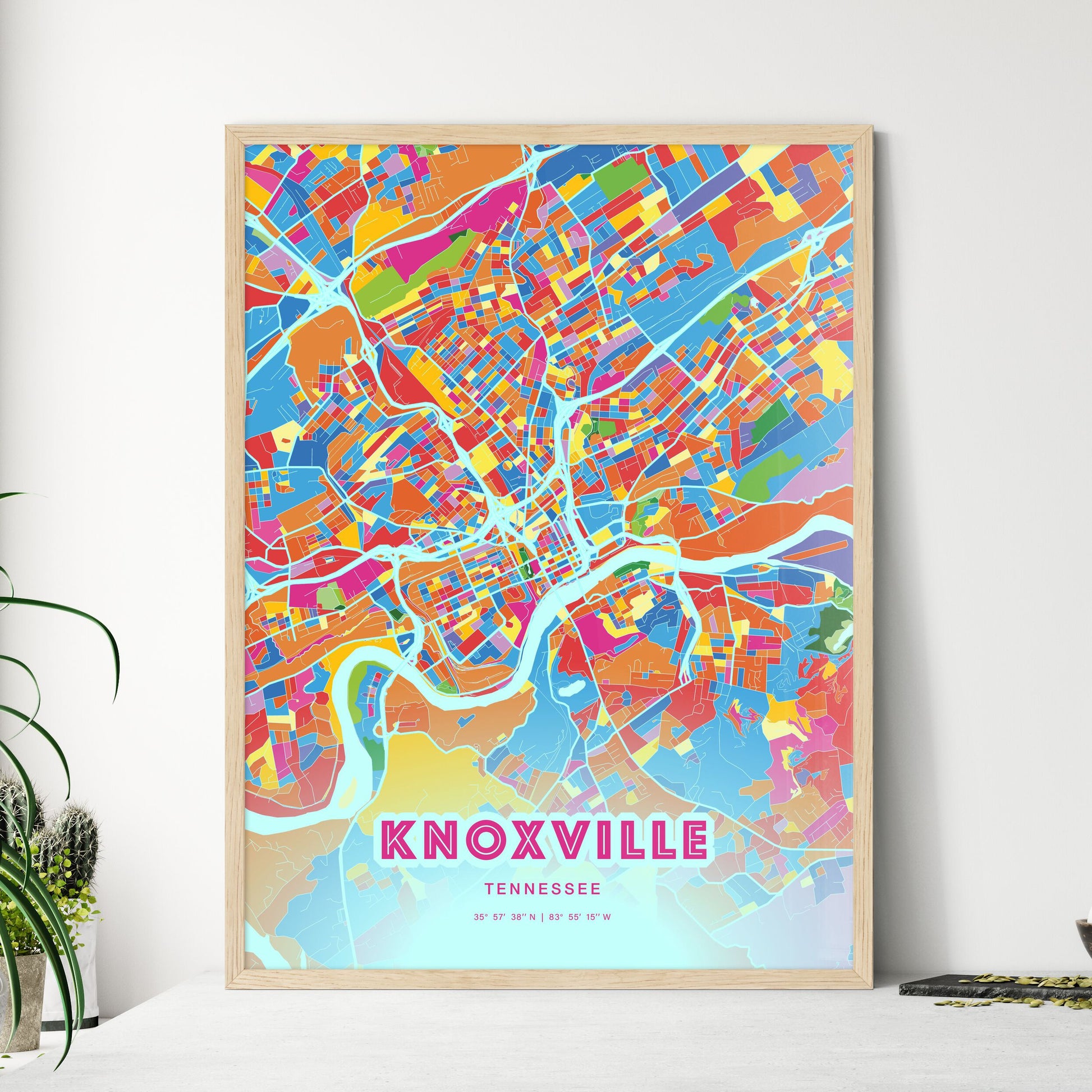 Colorful Knoxville Tennessee Fine Art Map Crazy Colors