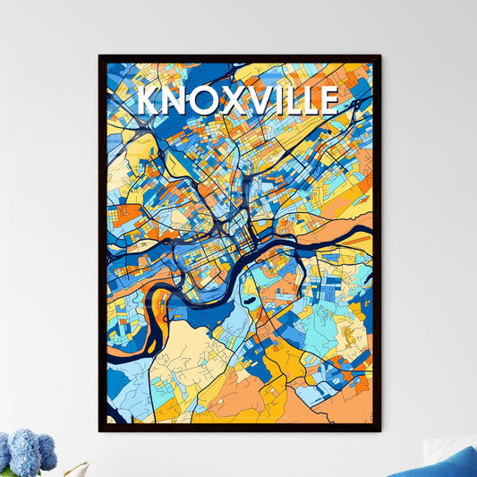 KNOXVILLE TENNESSEE Vibrant Colorful Art Map Poster Blue Orange