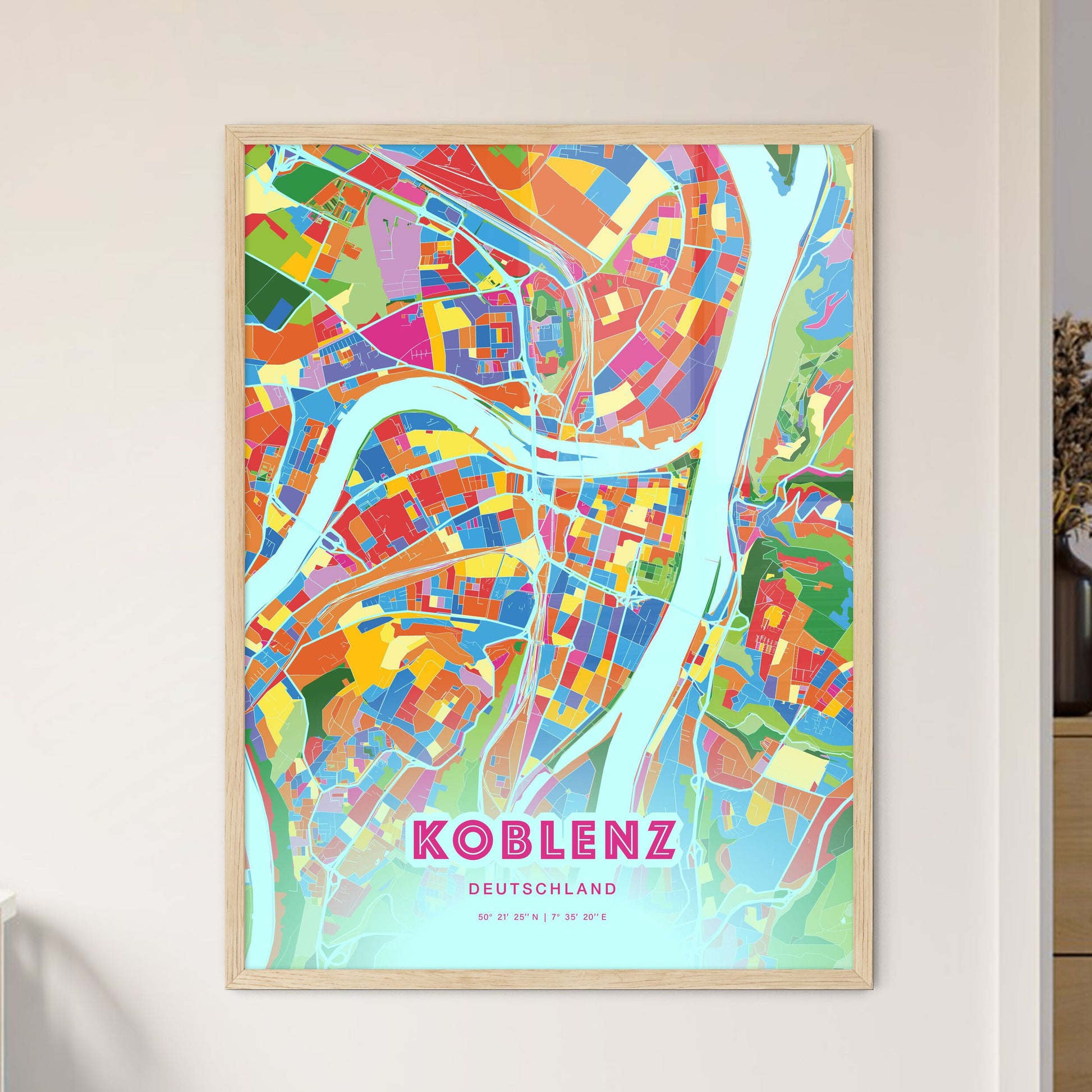 Colorful Koblenz Germany Fine Art Map Crazy Colors