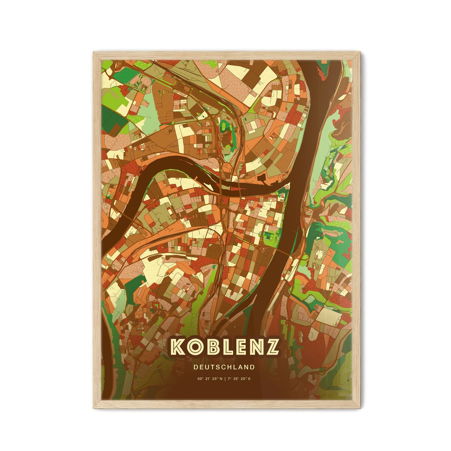 Colorful Koblenz Germany Fine Art Map Farmhouse