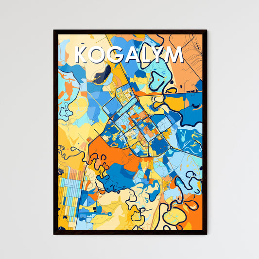 KOGALYM RUSSIA Vibrant Colorful Art Map Poster Blue Orange