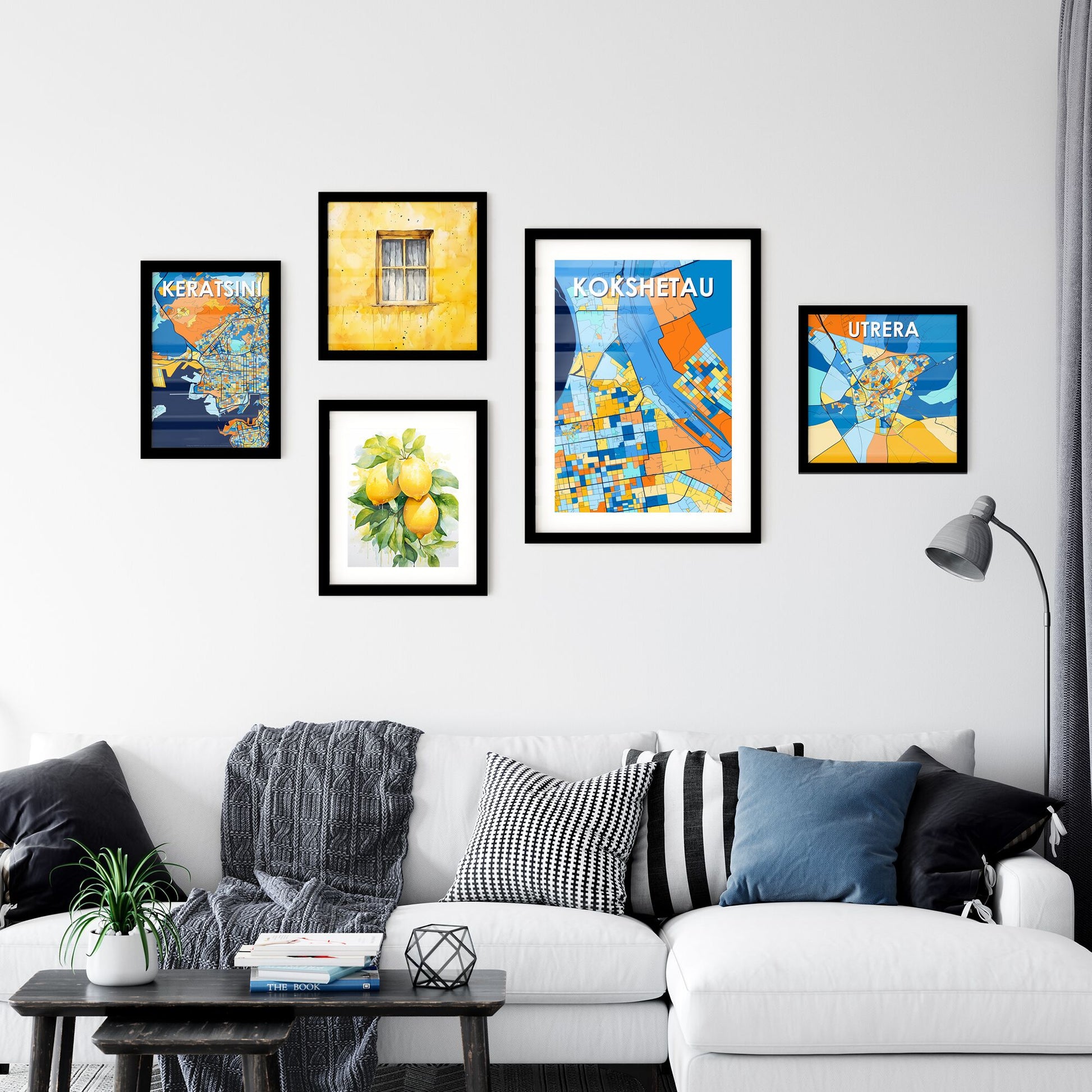 KOKSHETAU KAZAKHSTAN Vibrant Colorful Art Map Poster Blue Orange