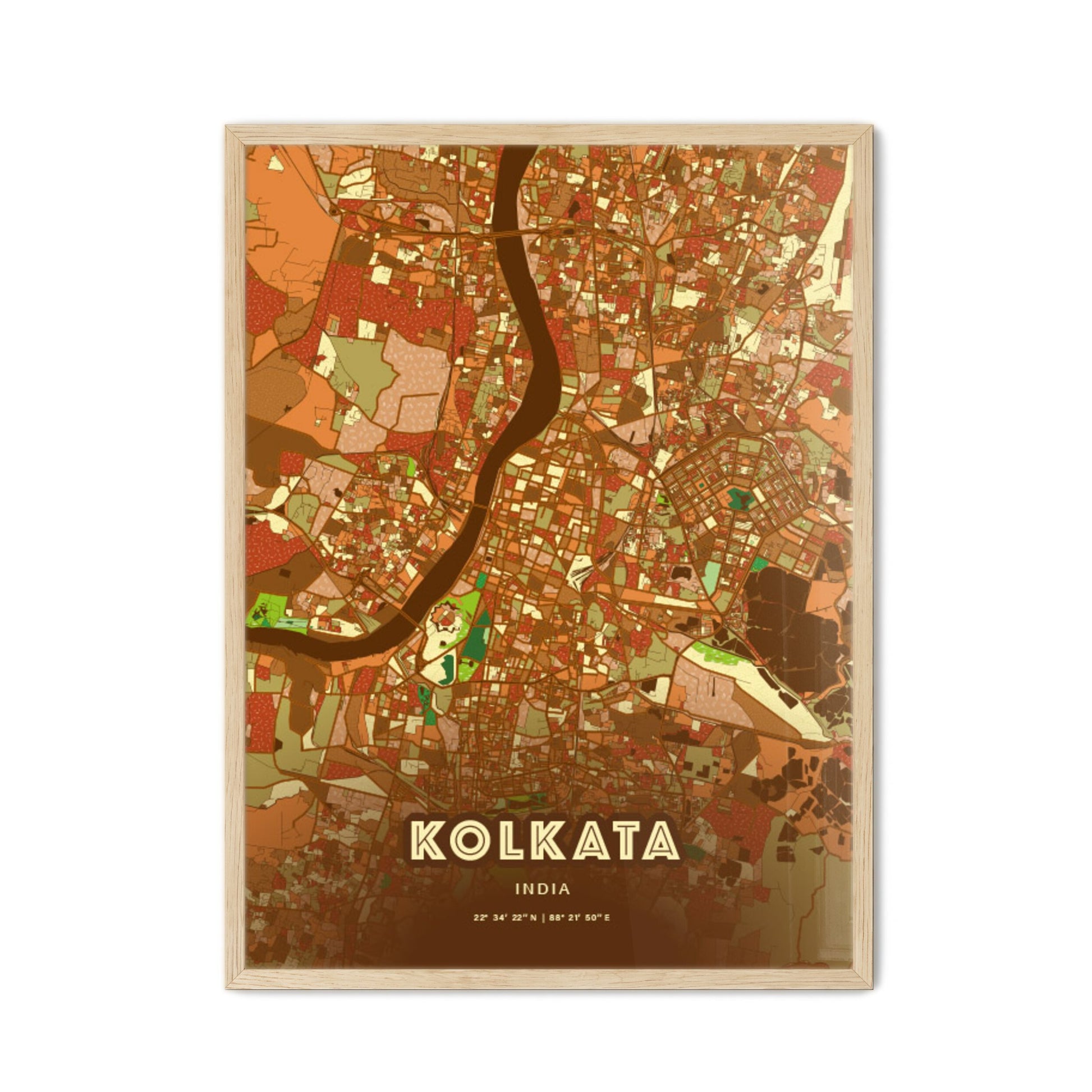 Colorful Kolkata India Fine Art Map Farmhouse