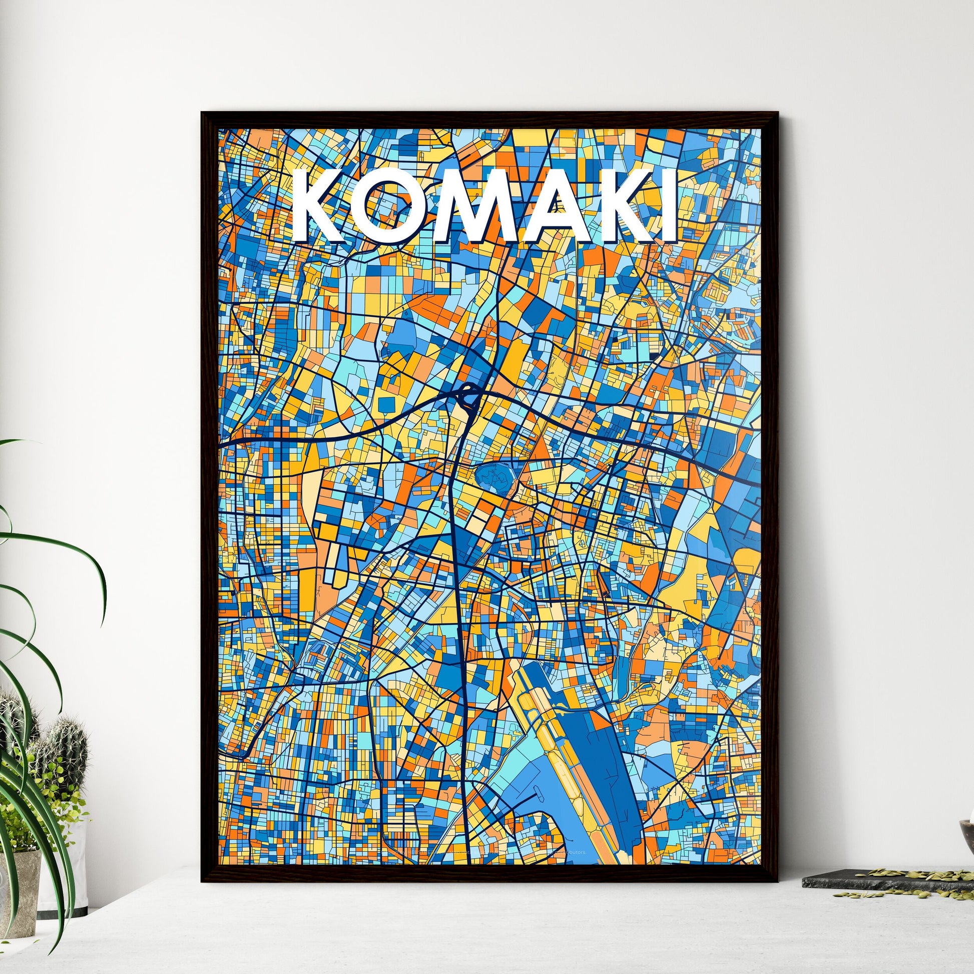 KOMAKI JAPAN Vibrant Colorful Art Map Poster Blue Orange