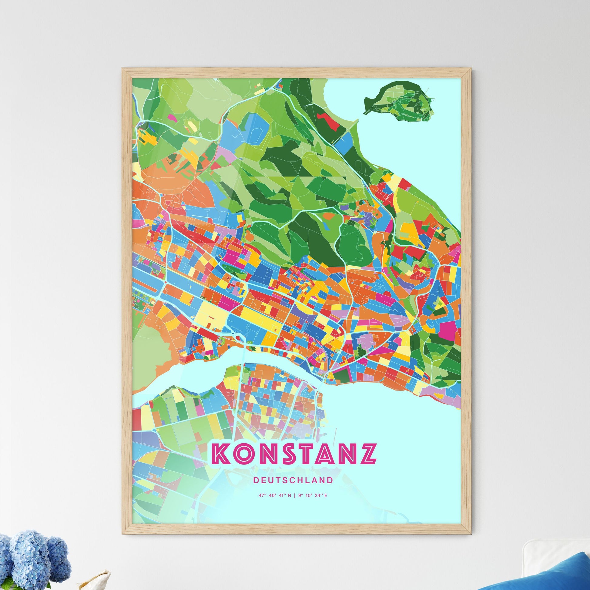 Colorful Konstanz Germany Fine Art Map Crazy Colors