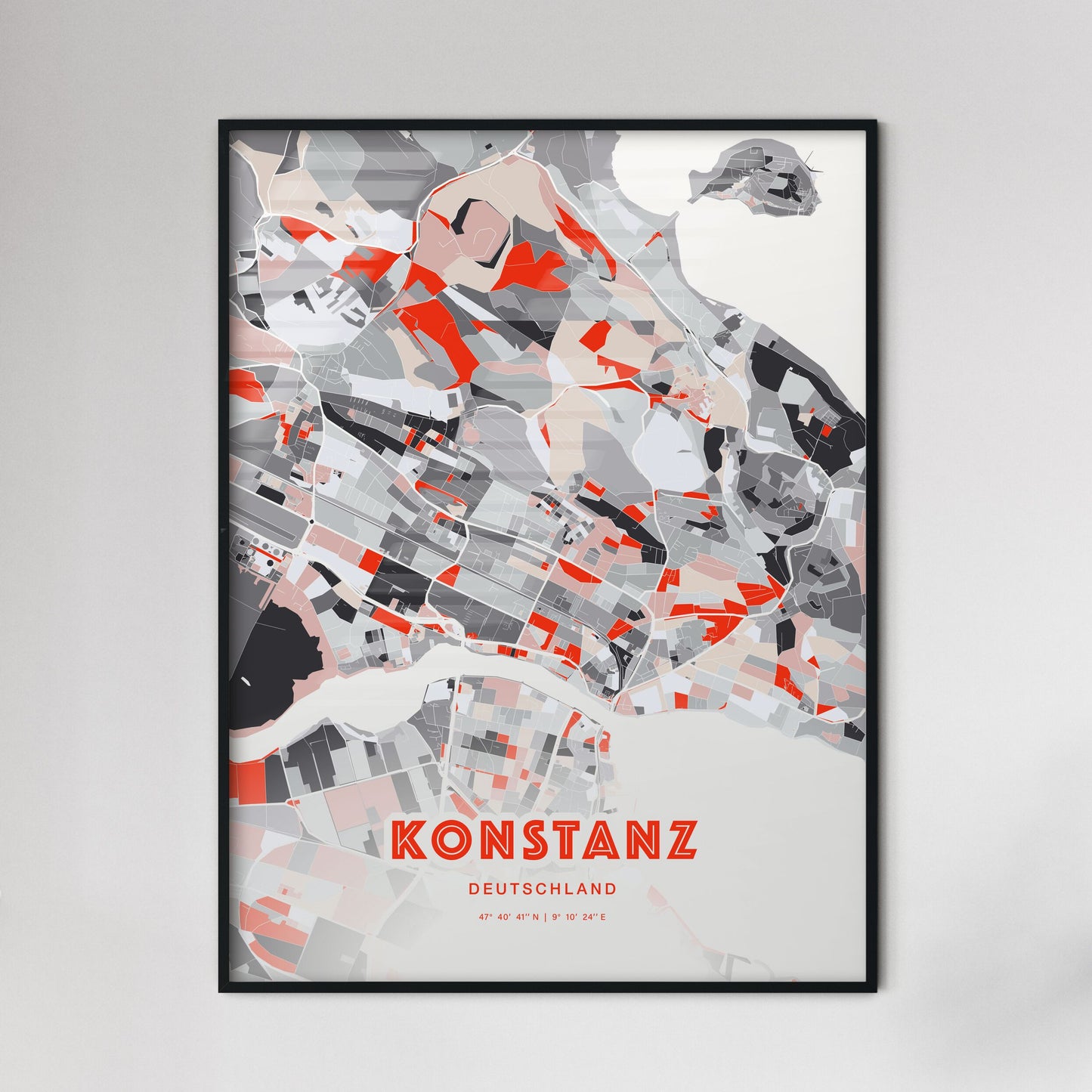 Colorful Konstanz Germany Fine Art Map Modern Expressive