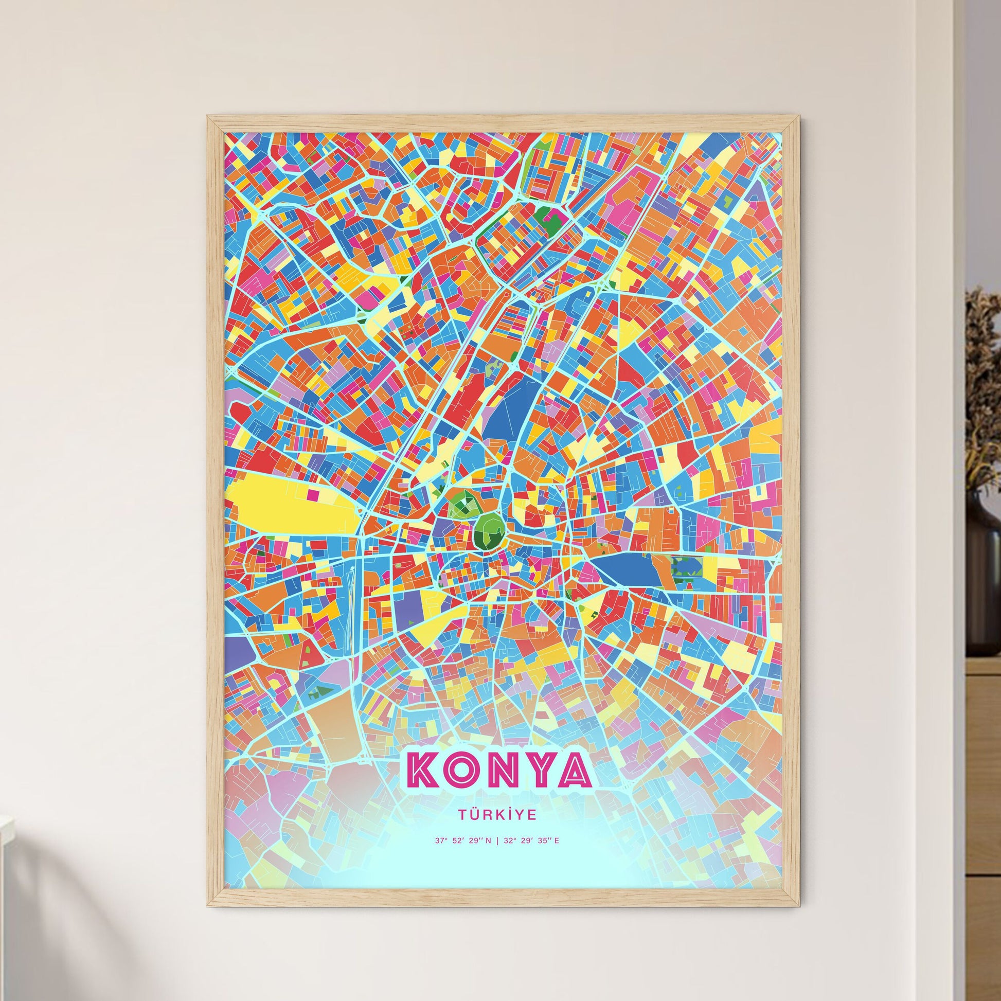 Colorful Konya Turkey Fine Art Map Crazy Colors