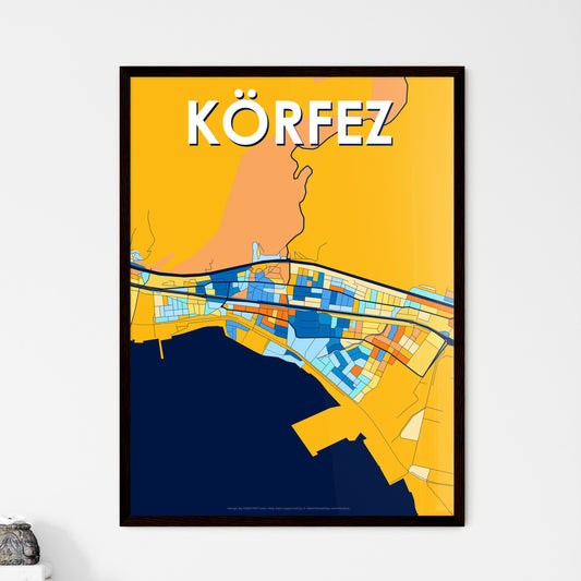 KÖRFEZ TURKEY Vibrant Colorful Art Map Poster Blue Orange