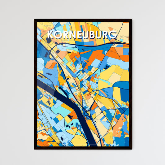 KORNEUBURG AUSTRIA Vibrant Colorful Art Map Poster Blue Orange