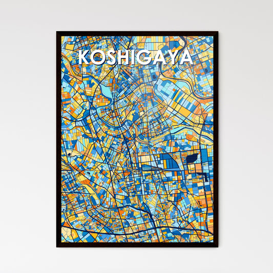 KOSHIGAYA JAPAN Vibrant Colorful Art Map Poster Blue Orange