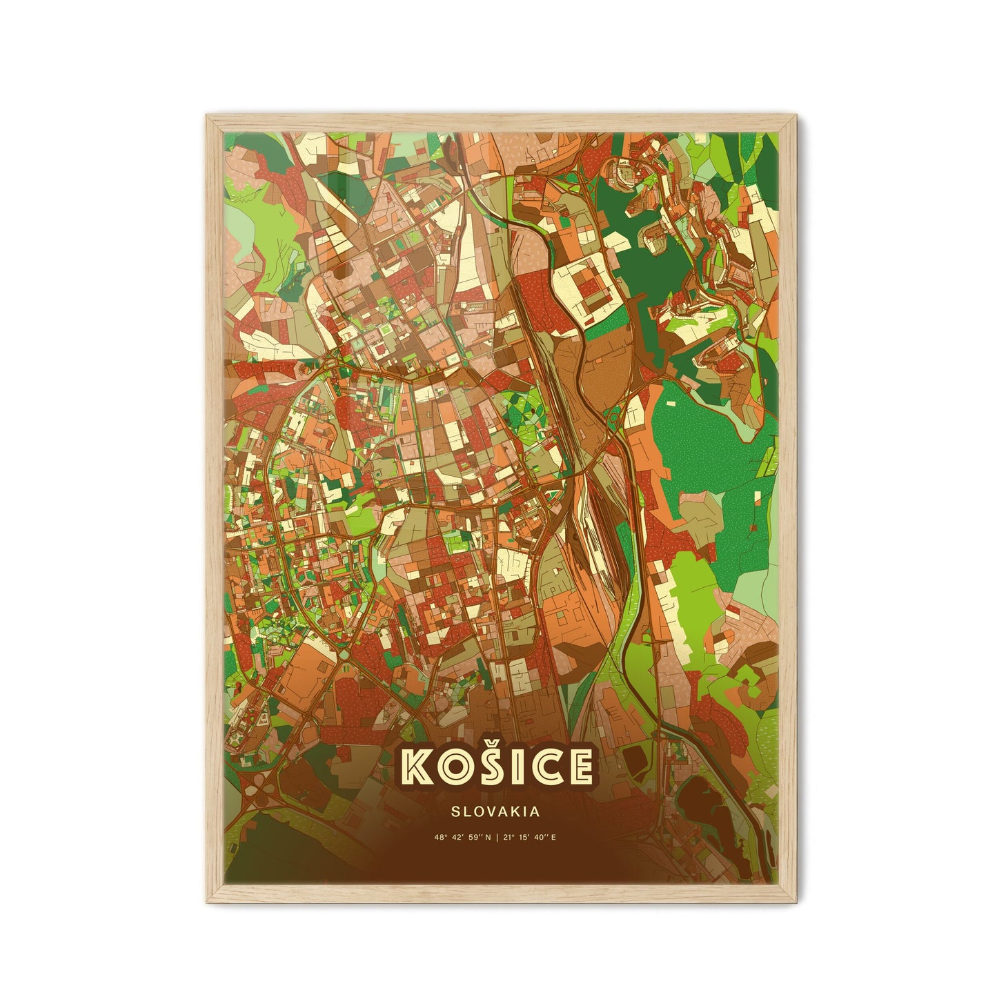 Colorful Košice Slovakia Fine Art Map Farmhouse