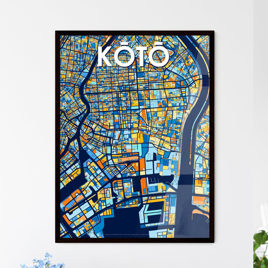 KŌTŌ JAPAN Vibrant Colorful Art Map Poster Blue Orange