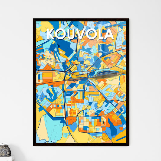 KOUVOLA FINLAND Vibrant Colorful Art Map Poster Blue Orange