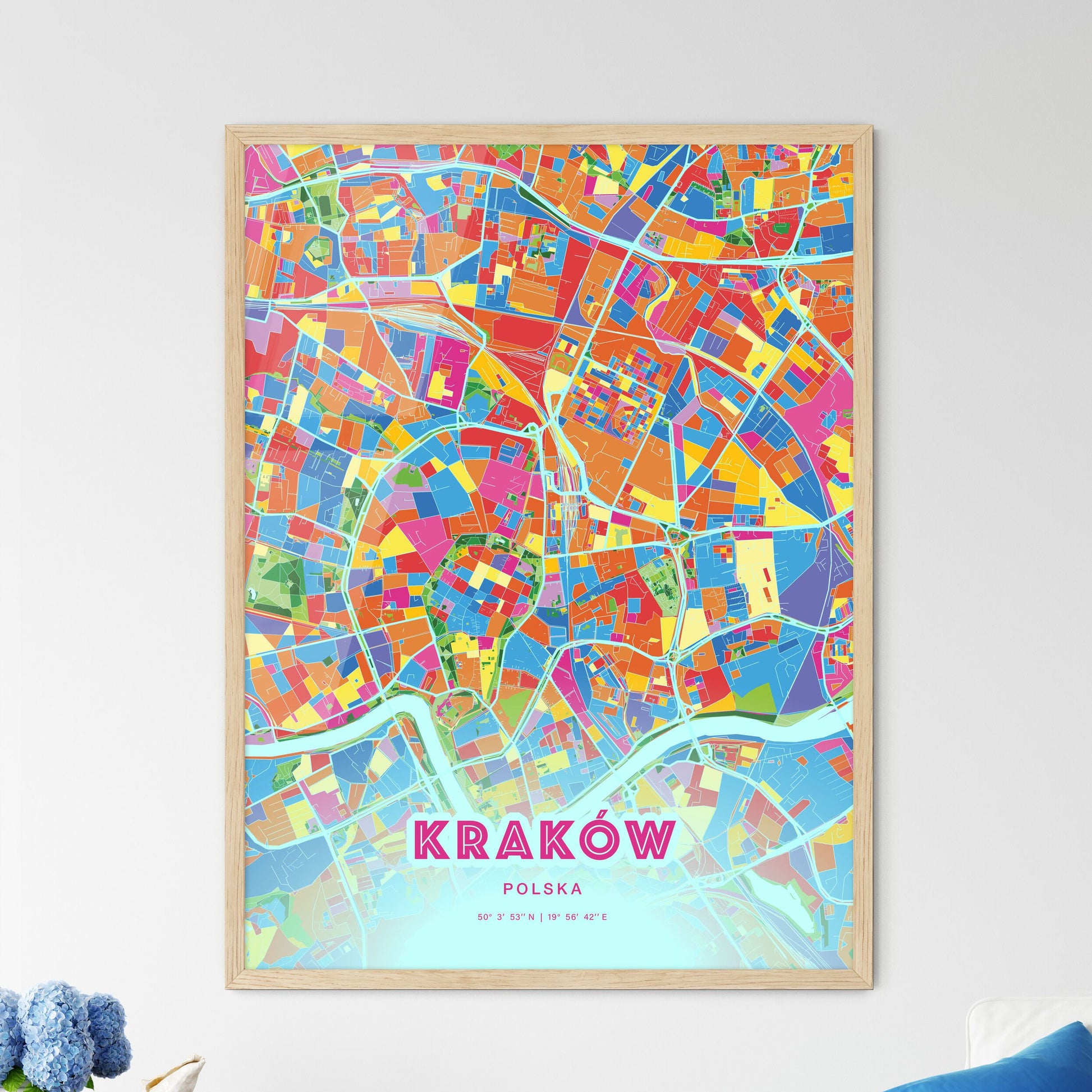 Colorful Kraków Poland Fine Art Map Crazy Colors