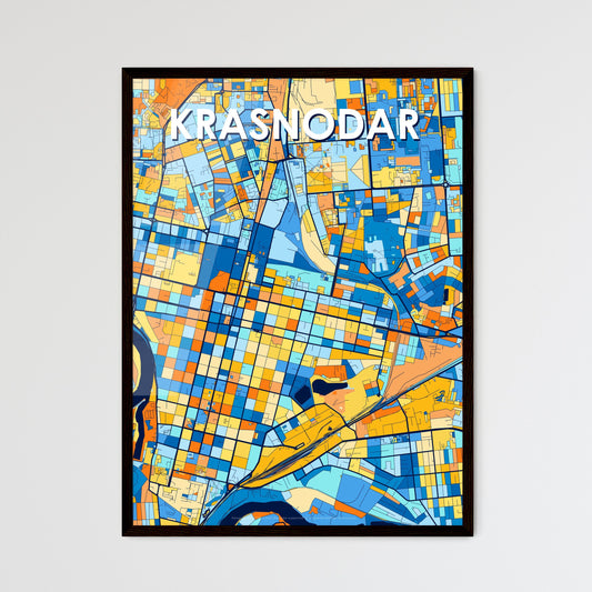 KRASNODAR RUSSIA Vibrant Colorful Art Map Poster Blue Orange