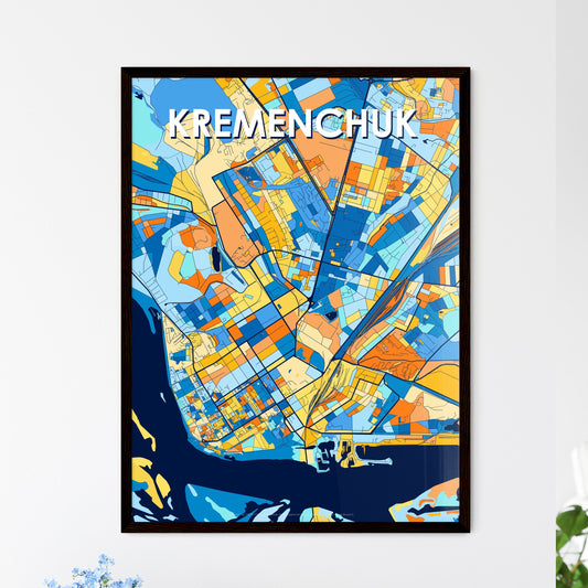 KREMENCHUK UKRAINE Vibrant Colorful Art Map Poster Blue Orange