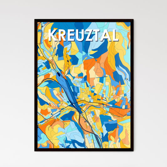 KREUZTAL GERMANY Vibrant Colorful Art Map Poster Blue Orange