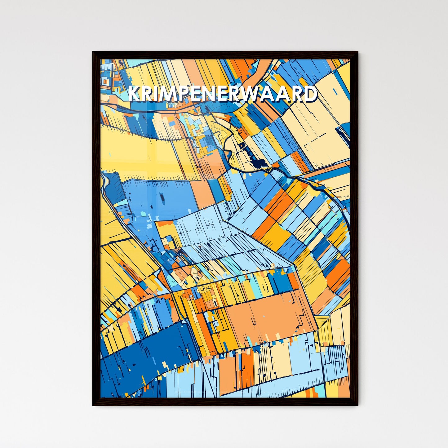 KRIMPENERWAARD NETHERLANDS Vibrant Colorful Art Map Poster Blue Orange