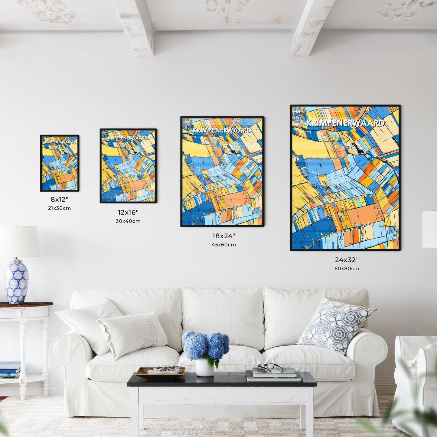 KRIMPENERWAARD NETHERLANDS Vibrant Colorful Art Map Poster Blue Orange