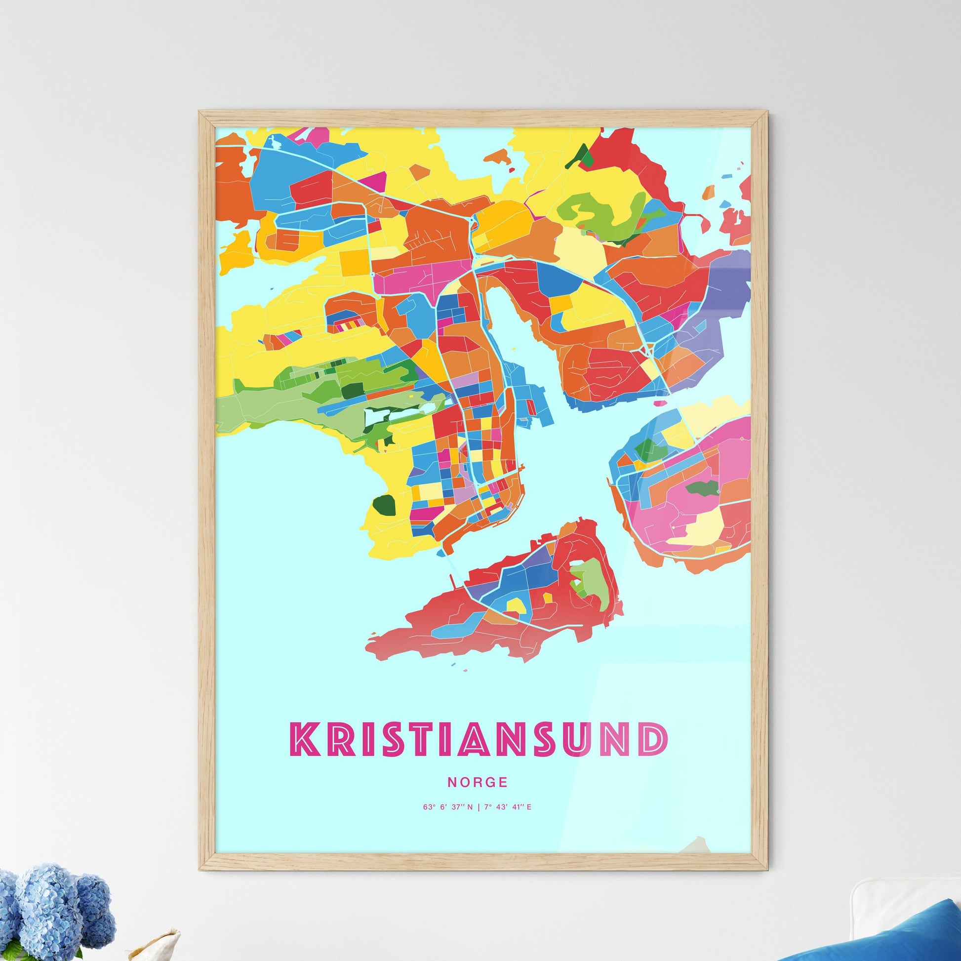 Colorful Kristiansund Norway Fine Art Map Crazy Colors