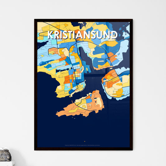 KRISTIANSUND NORWAY Vibrant Colorful Art Map Poster Blue Orange