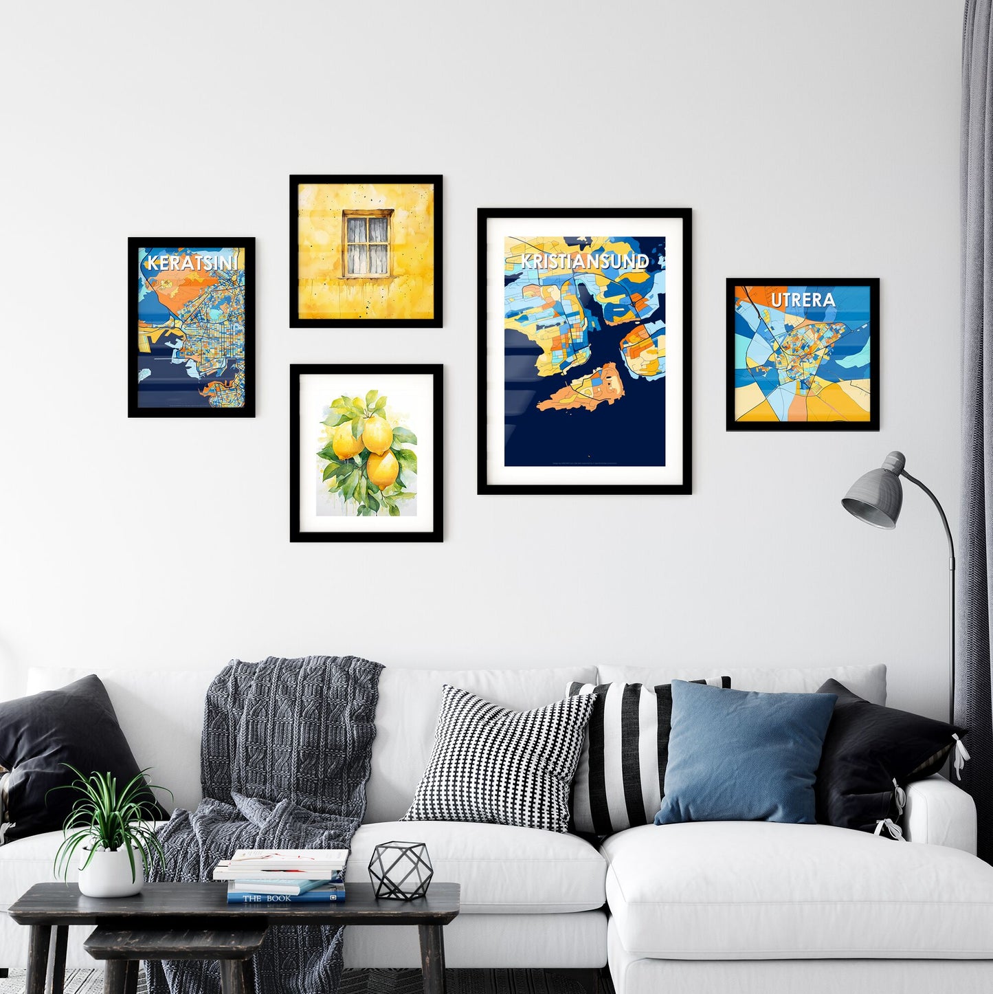 KRISTIANSUND NORWAY Vibrant Colorful Art Map Poster Blue Orange