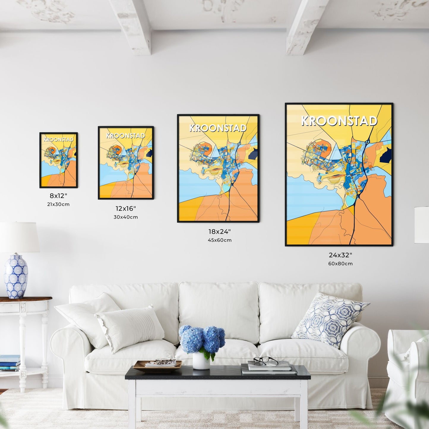 KROONSTAD SOUTH AFRICA Vibrant Colorful Art Map Poster Blue Orange