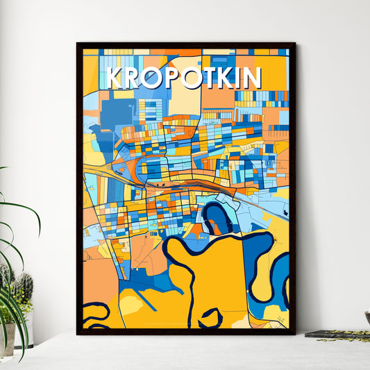 KROPOTKIN RUSSIA Vibrant Colorful Art Map Poster Blue Orange