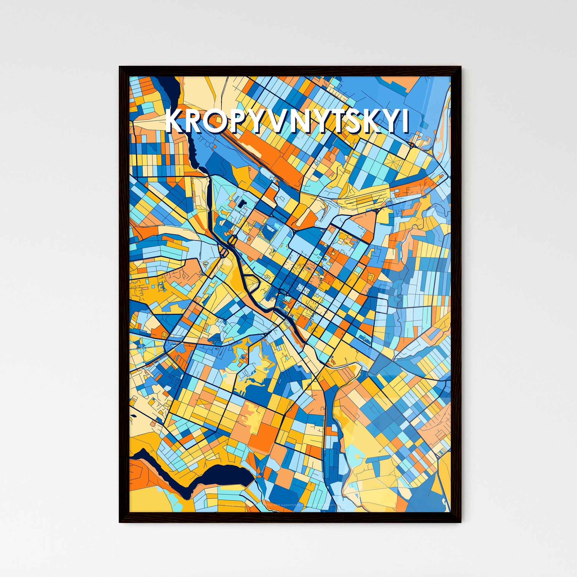 KROPYVNYTSKYI UKRAINE Vibrant Colorful Art Map Poster Blue Orange