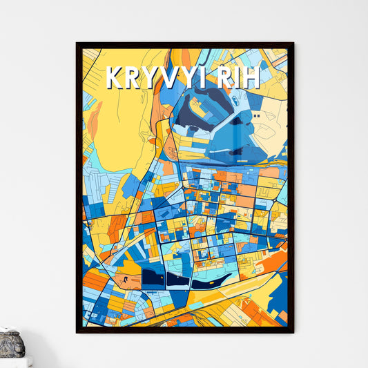 KRYVYI RIH UKRAINE Vibrant Colorful Art Map Poster Blue Orange