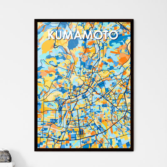 KUMAMOTO JAPAN Vibrant Colorful Art Map Poster Blue Orange