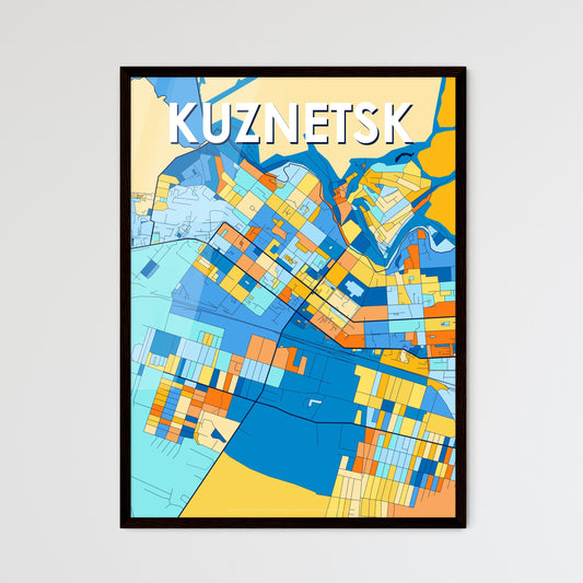 KUZNETSK RUSSIA Vibrant Colorful Art Map Poster Blue Orange