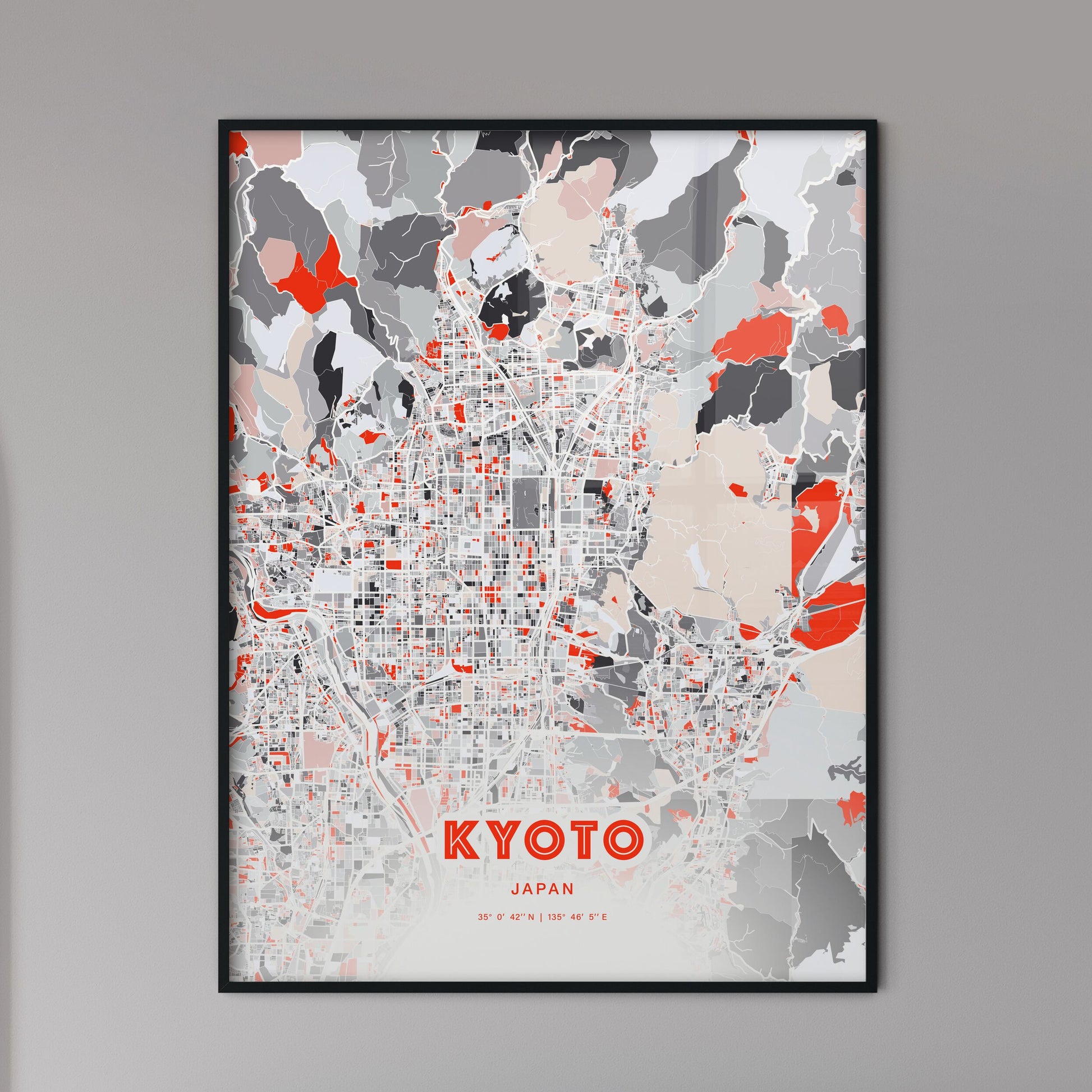 Colorful Kyoto Japan Fine Art Map Modern Expressive