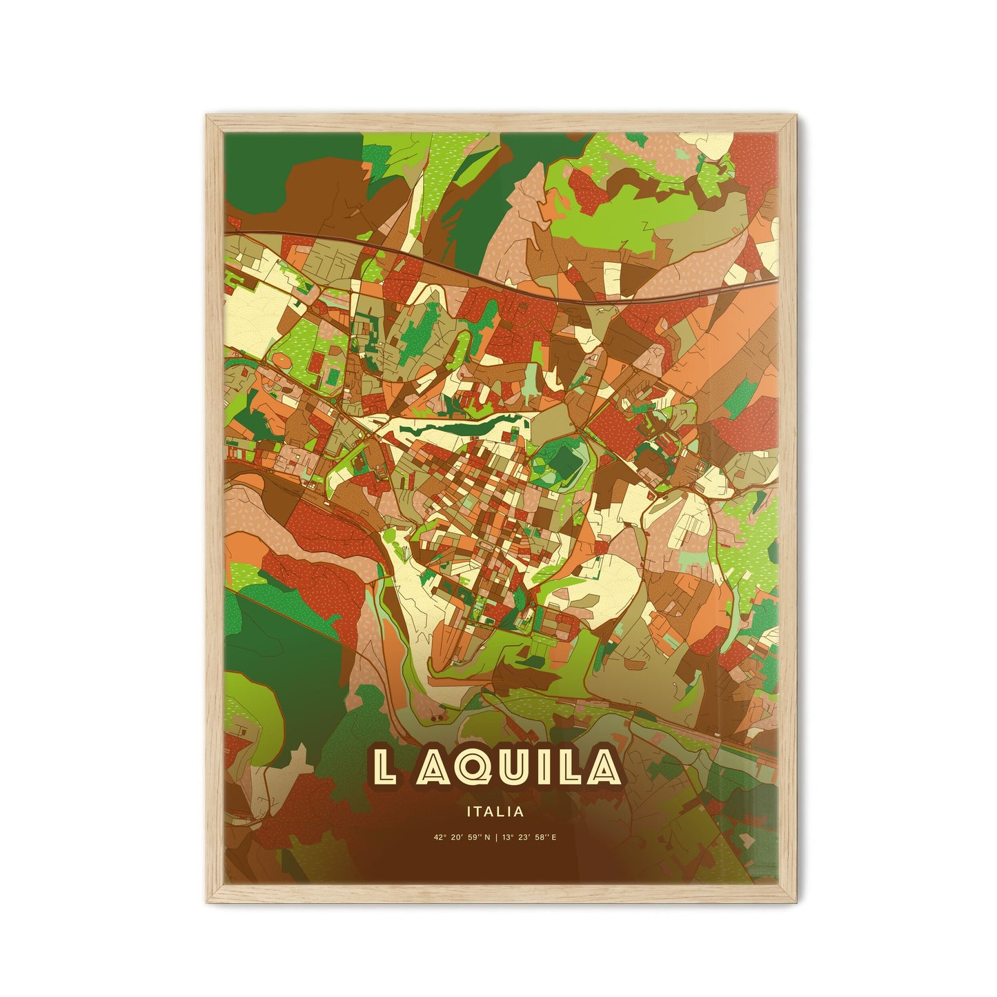 Colorful L Aquila Italy Fine Art Map Farmhouse
