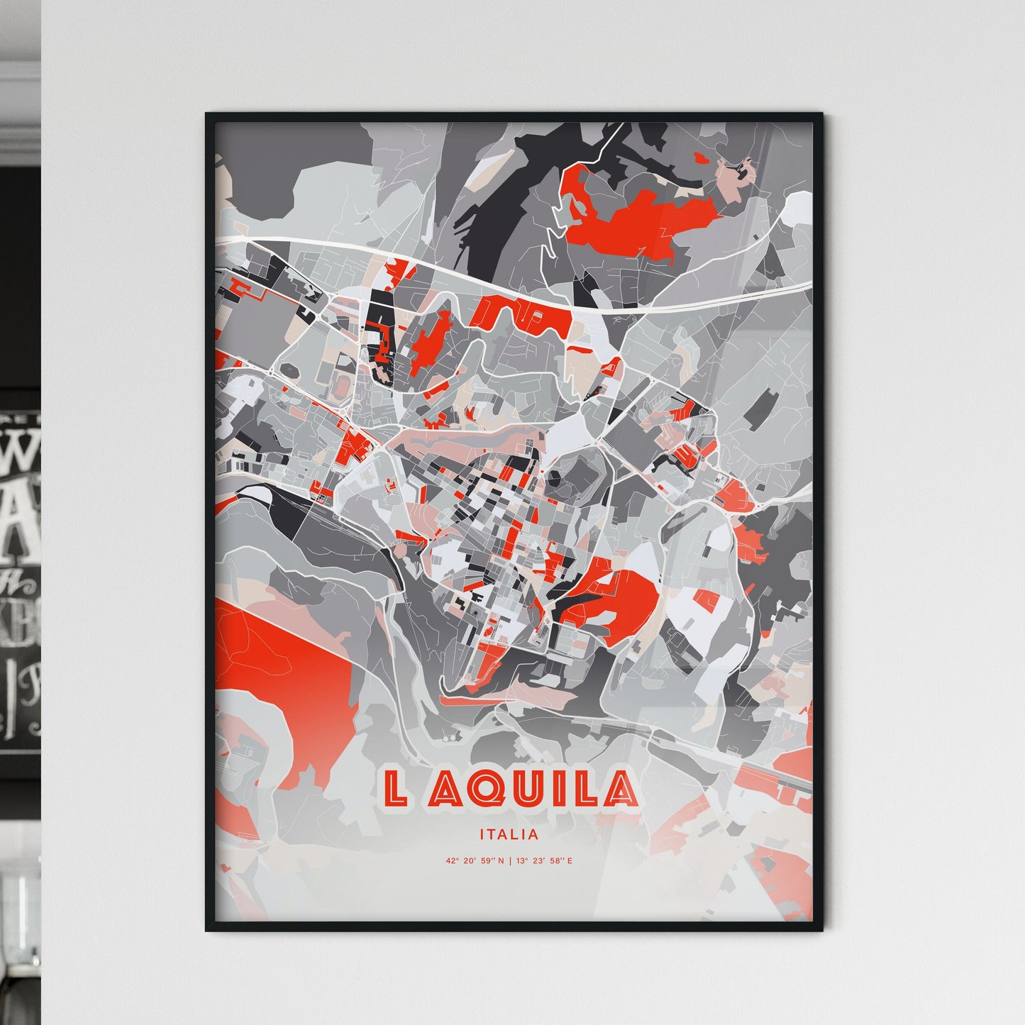 Colorful L Aquila Italy Fine Art Map Modern Expressive