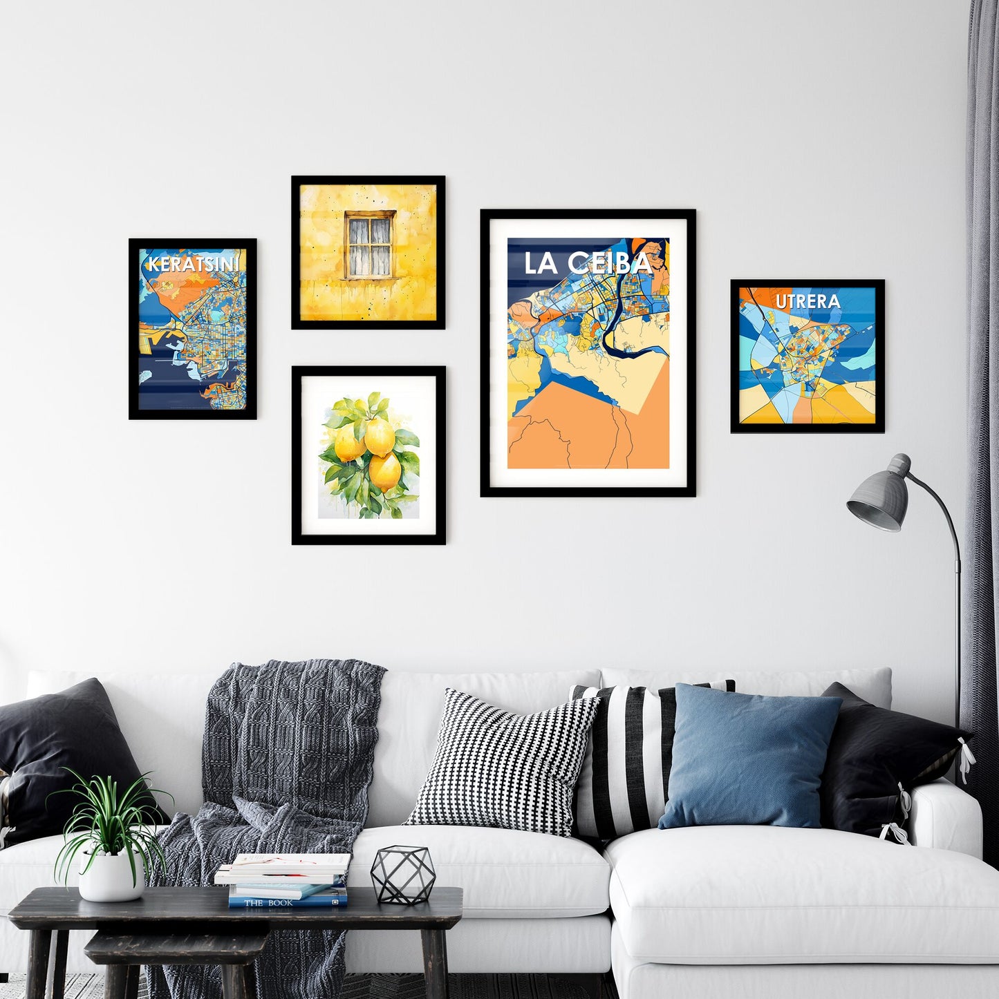 LA CEIBA HONDURAS Vibrant Colorful Art Map Poster Blue Orange