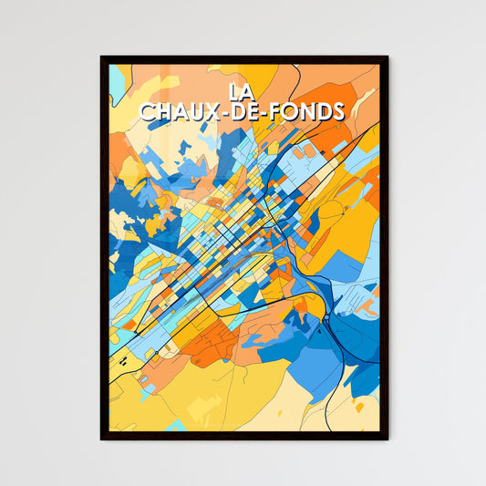 LA CHAUX-DE-FONDS SWITZERLAND Vibrant Colorful Art Map Poster Blue Orange