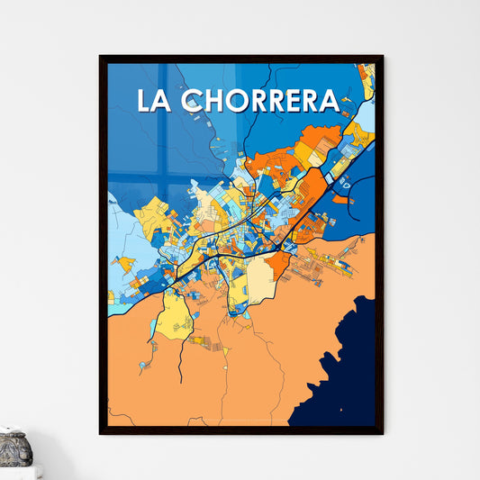 LA CHORRERA PANAMA Vibrant Colorful Art Map Poster Blue Orange