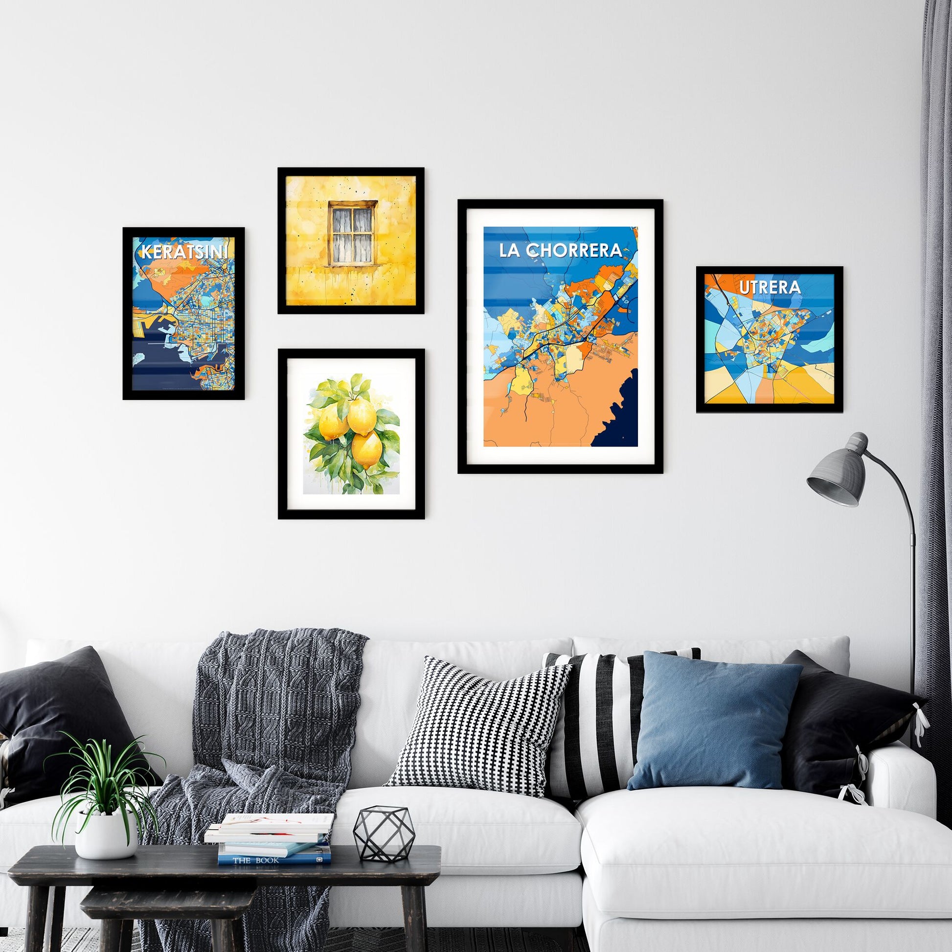 LA CHORRERA PANAMA Vibrant Colorful Art Map Poster Blue Orange