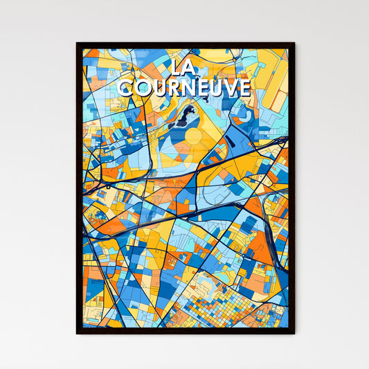 LA COURNEUVE FRANCE Vibrant Colorful Art Map Poster Blue Orange