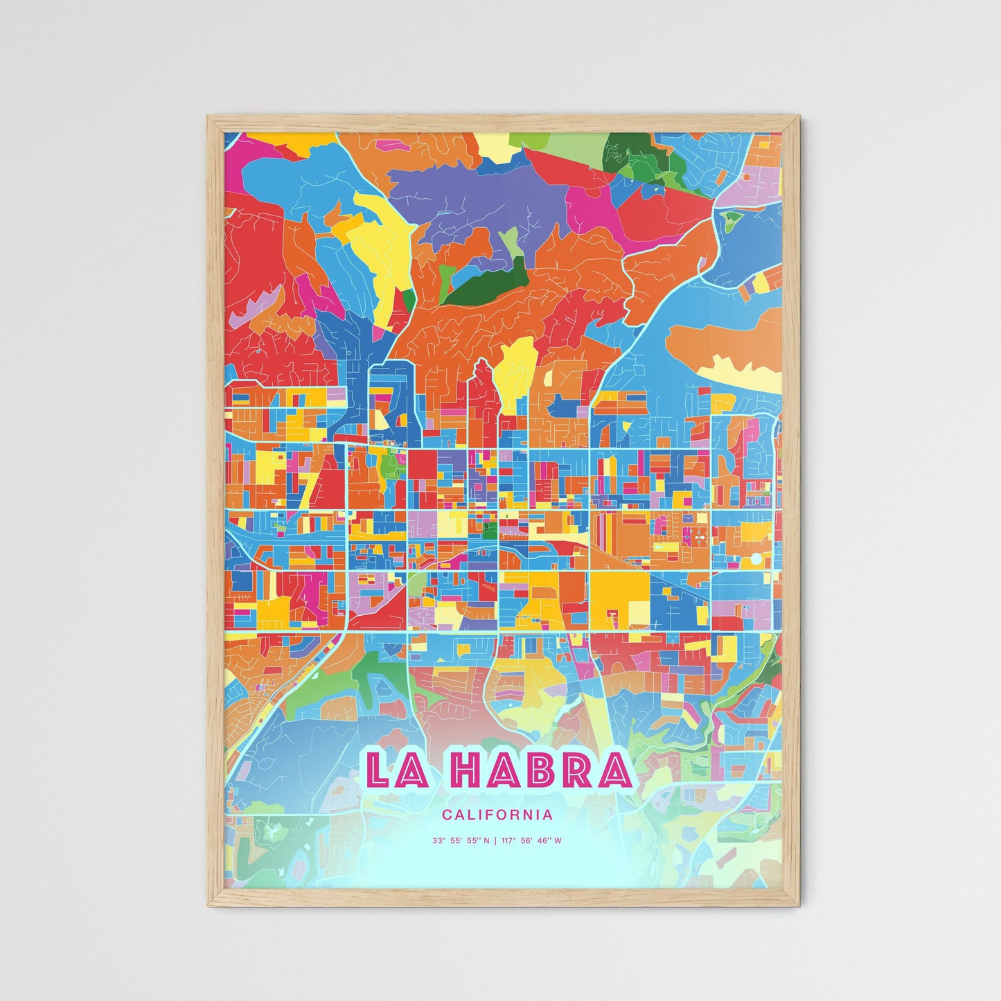 Colorful La Habra California Fine Art Map Crazy Colors