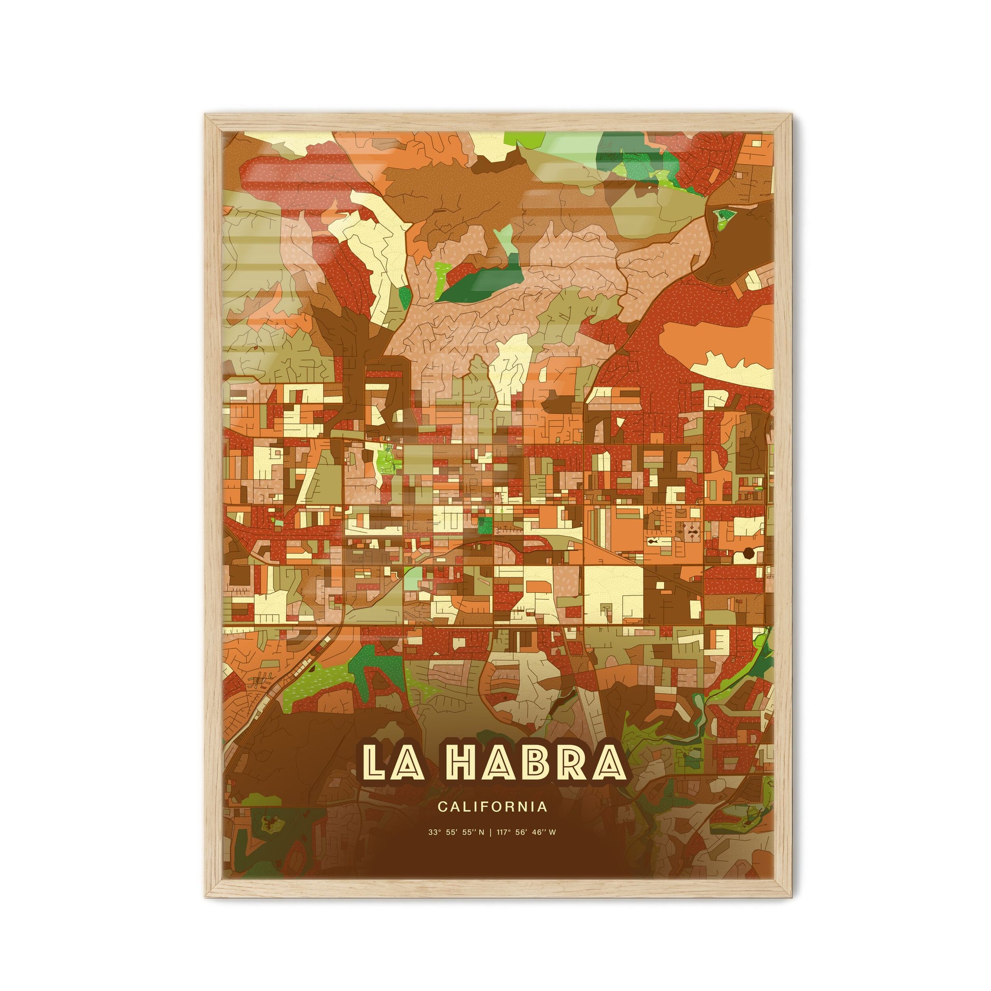 Colorful La Habra California Fine Art Map Farmhouse