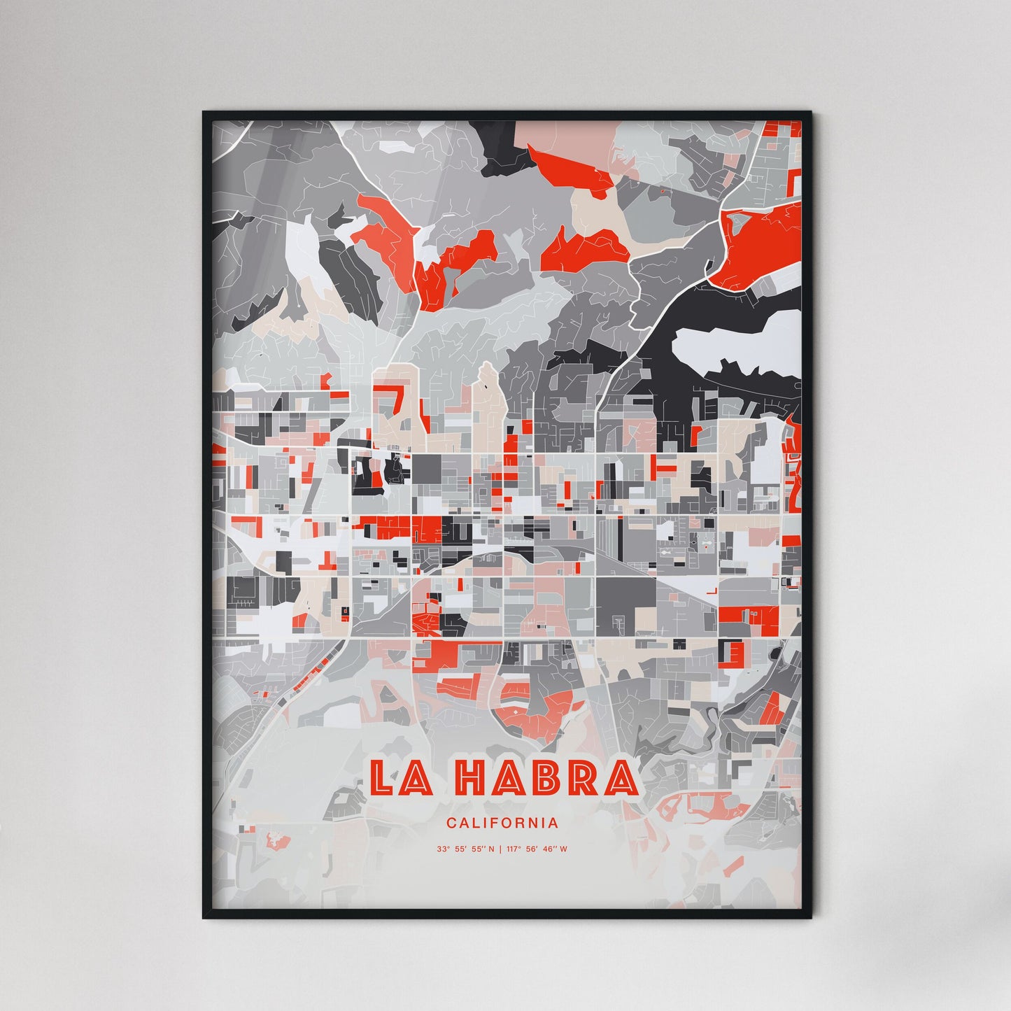 Colorful La Habra California Fine Art Map Modern Expressive