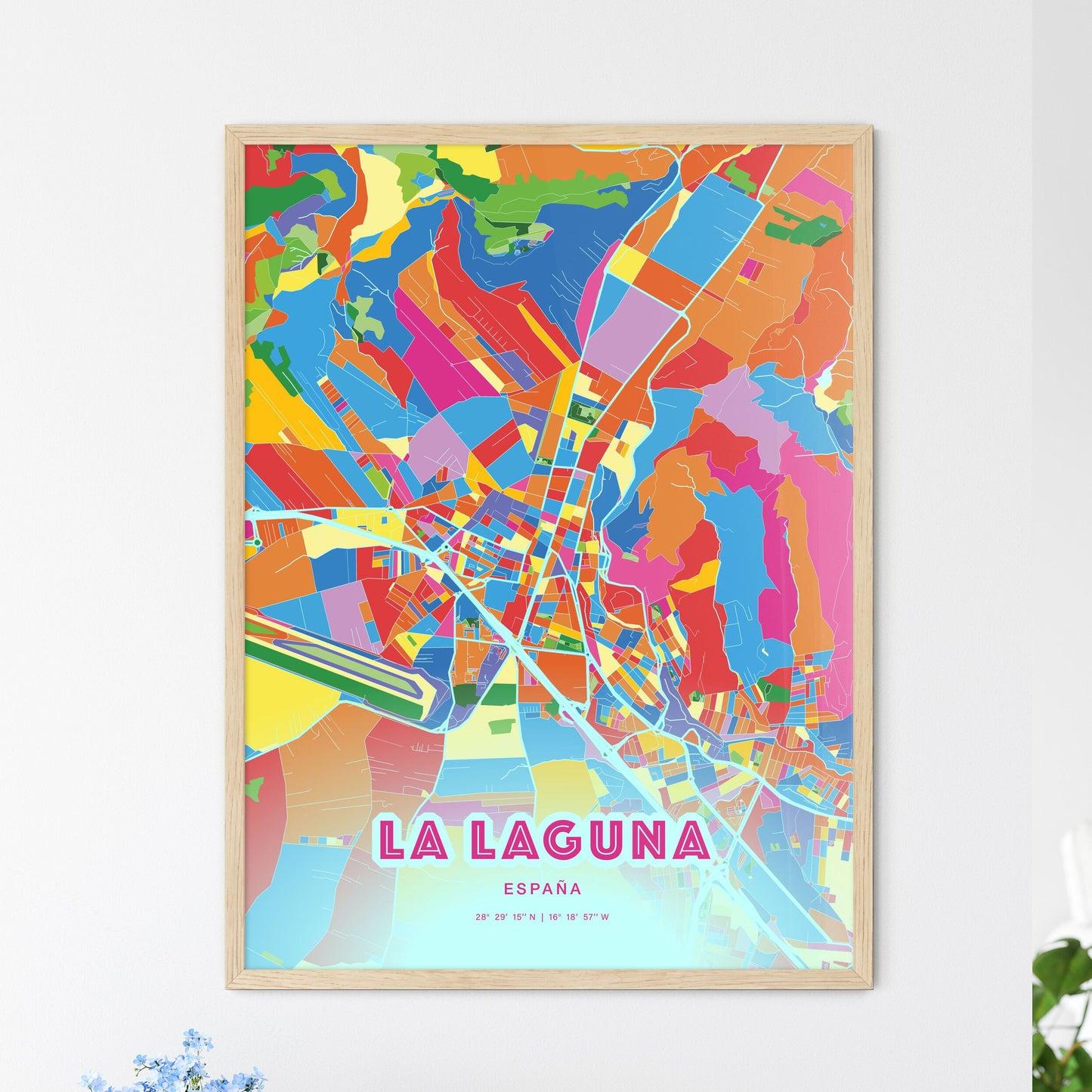 Colorful La Laguna Spain Fine Art Map Crazy Colors