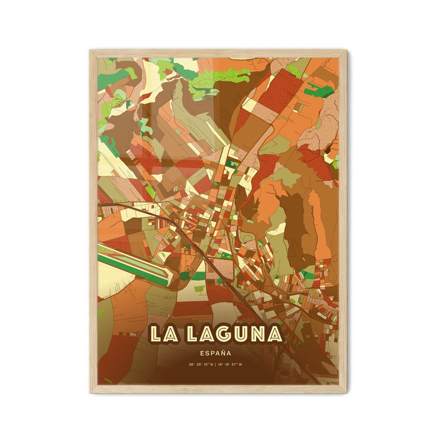Colorful La Laguna Spain Fine Art Map Farmhouse