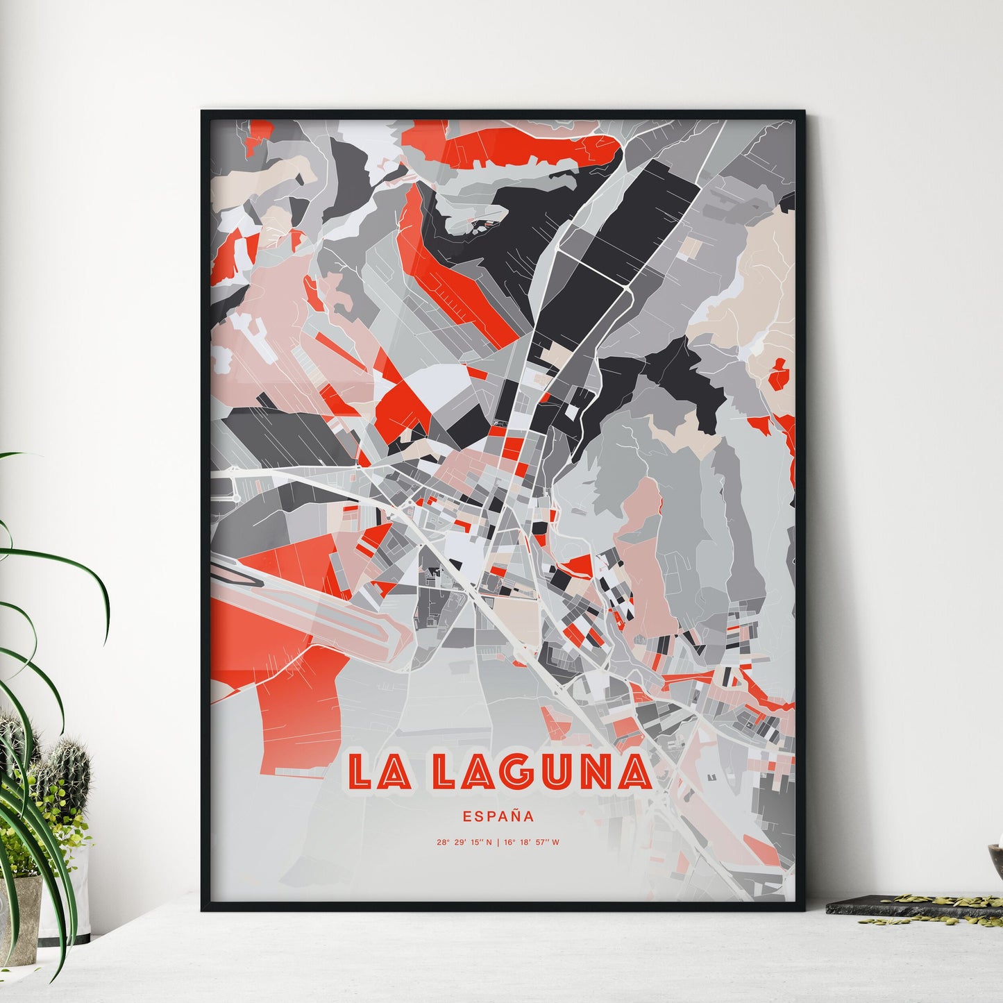Colorful La Laguna Spain Fine Art Map Modern Expressive